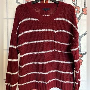 Maroonish & White Striped American Eagle 🦅 Sweater